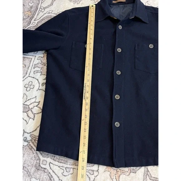 VNTG Tommy Bahama‎ Shirt Jacket Navy Blue Wool Shacket Nylon Size Medium - Picture 4 of 7